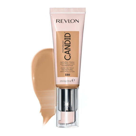 Revlon PhotoReady Candid Natural Finish Foundation, with Anti-Pollution, Antioxidant, Anti-Blue Light Ingredients, 330 Light Honey, 0.75 fl. oz. - Face Makeup - Beauty