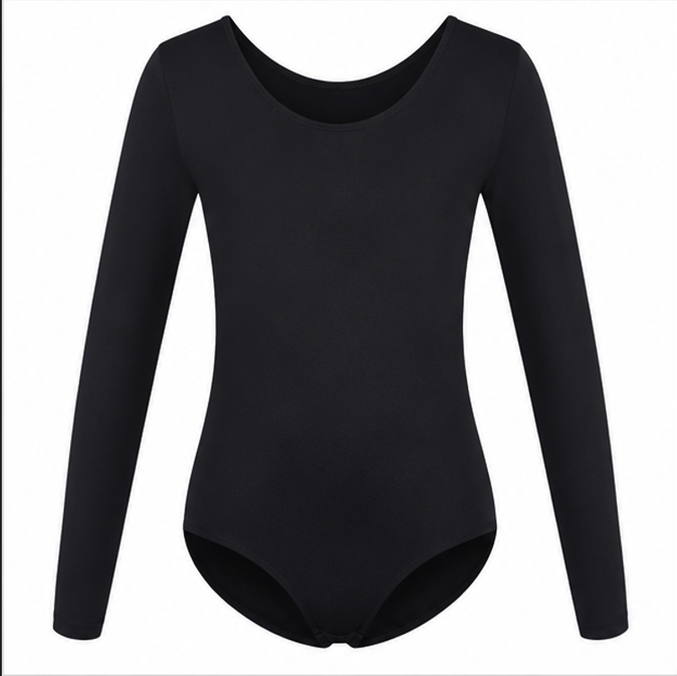 Moret Kids Girls' Ballet and Dance 3/4 Sleeve Leotard - Classic Cotton Stretch Studio Practice Outfit for Gymnastics Recitals Winter and Performance, Black, X-Small