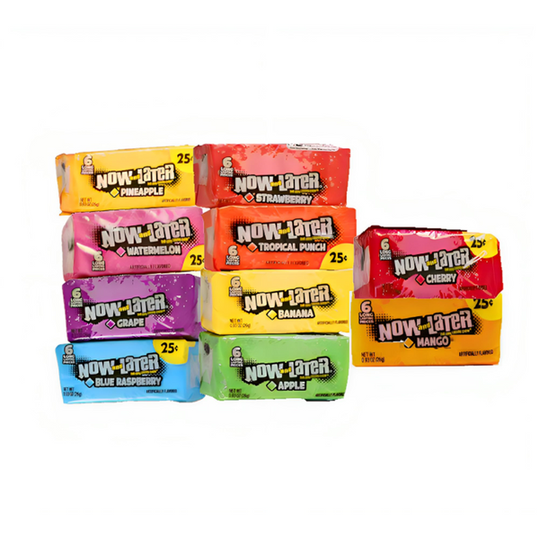 Now & Later Assorted Fruit Candy - 10 Assorted Fruit Flavors - Individually Wrapped - 60 Pieces.