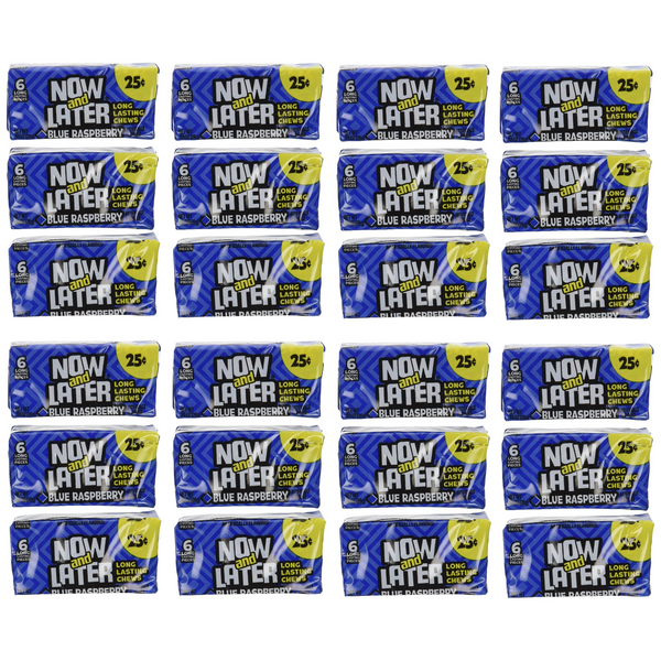 Now and Later Blue Raspberry Flavored Candy Twenty-Four 6-Piece Bars