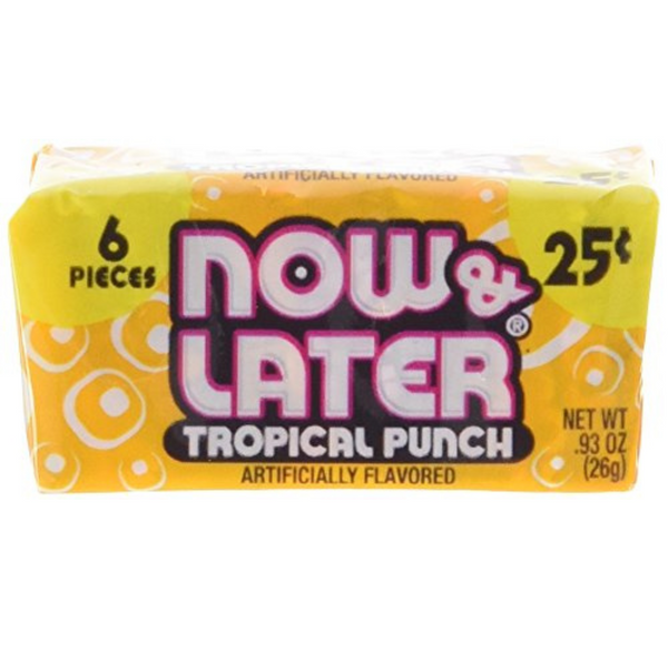 Now and Later Tropical Punch Flavored Candy 24/6-Piece Bars