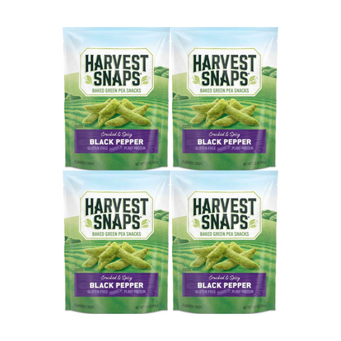 Snack Pack Harvest Snaps Veggie Chips - Black Pepper Flavor, Gluten-Free and Plant-Based Snack, Crunchy & Delicious, High Protein & Fiber, Healthy Alternative to Chips, Perfect On-the-Go 4 Pack