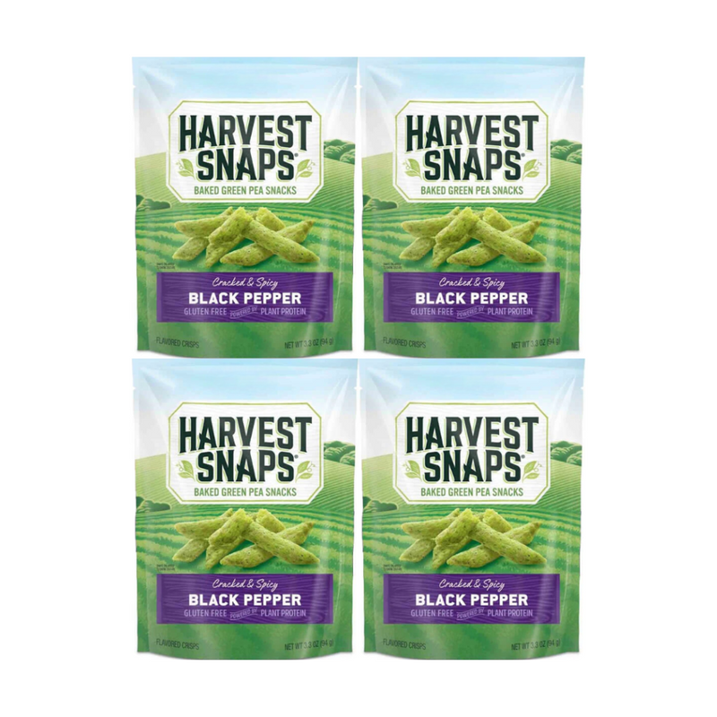 Snack Pack Harvest Snaps Veggie Chips - Black Pepper Flavor, Gluten-Free and Plant-Based Snack, Crunchy & Delicious, High Protein & Fiber, Healthy Alternative to Chips, Perfect On-the-Go 4 Pack