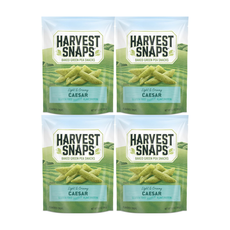 Snack Pack Harvest Snaps Veggie Chips Caesar Flavor – 4-Pack, Gluten-Free, Baked Pea Crisps, Healthy and Tasty Snacks for Kids and Adults, Great for On-the-Go, Lunchboxes, and Sharing