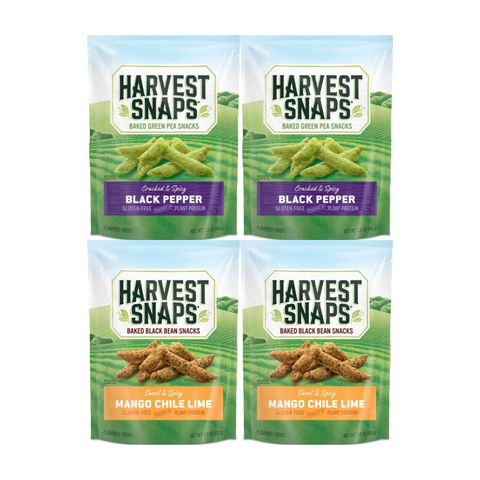 Variety Pack Harvest Snaps Veggie Chips – Black Pepper & Mango Chile Lime – 4-Pack of Healthy, Gluten-Free, Crunchy Snacks Made from Real Vegetables – Perfect for On-the-Go or Snack Time