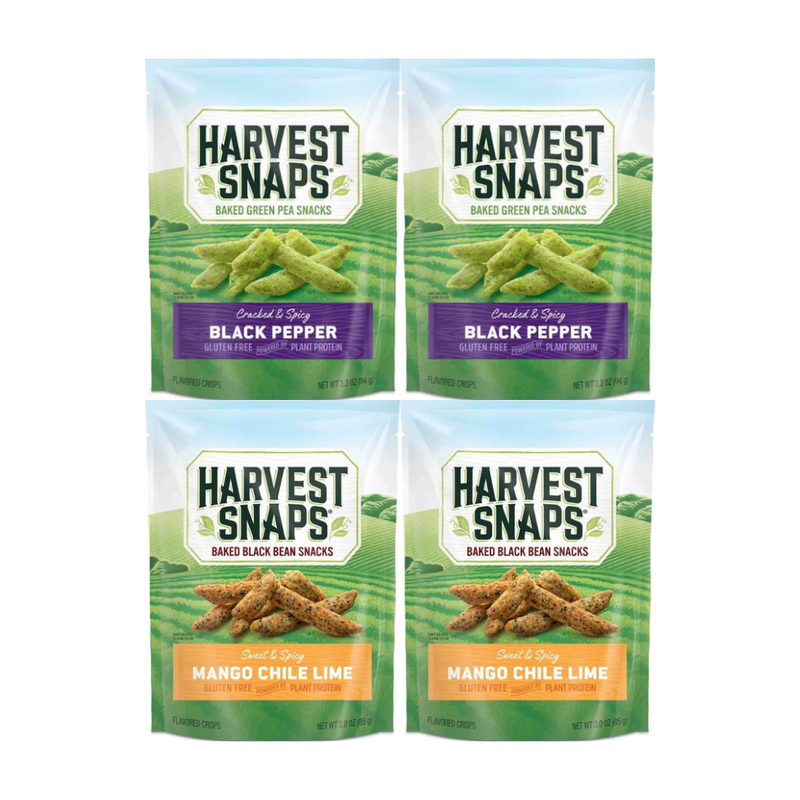 Variety Pack Harvest Snaps Veggie Chips – Black Pepper & Mango Chile Lime – 4-Pack of Healthy, Gluten-Free, Crunchy Snacks Made from Real Vegetables – Perfect for On-the-Go or Snack Time