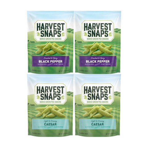 Variety Pack Snaps Veggie Chips, 4 Pack – Includes 2 Black Pepper and 2 Caesar Flavor Snacks, Gluten-Free & Crunchy Plant-Based Chips for Healthy Snacking