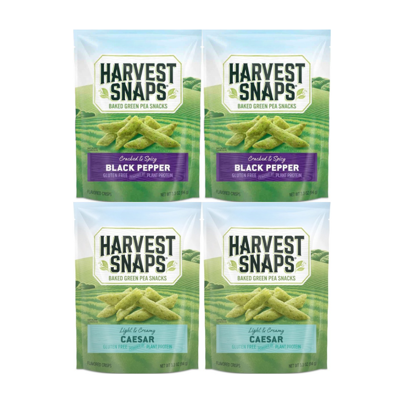 Variety Pack Snaps Veggie Chips, 4 Pack – Includes 2 Black Pepper and 2 Caesar Flavor Snacks, Gluten-Free & Crunchy Plant-Based Chips for Healthy Snacking