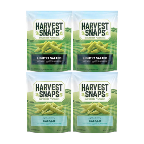 Variety Pack Snaps Veggie Chips, 2 Lightly Salted & 2 Caesar, Healthy Crunchy Snack, Gluten-Free & High Protein, Perfect for On-the-Go, 4 Pack Assortment