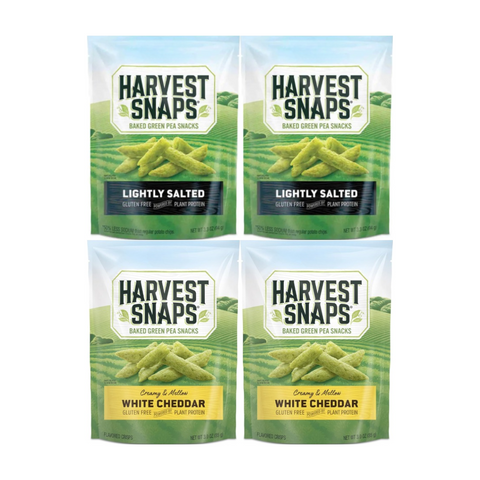Variety Pack Snaps Veggie Chips – 4 Pack Includes 2 Lightly Salted & 2 White Cheddar Flavors, Healthy Snacks Made with Real Veggies, Gluten-Free & Plant-Based Protein