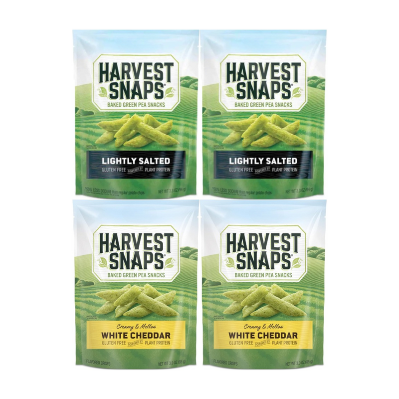 Variety Pack Snaps Veggie Chips – 4 Pack Includes 2 Lightly Salted & 2 White Cheddar Flavors, Healthy Snacks Made with Real Veggies, Gluten-Free & Plant-Based Protein