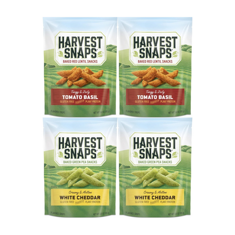 Variety Pack Snaps Veggie Chips, 2 Tomato Basil & 2 White Cheddar, 4 Pack, Healthy Snack, Gluten-Free, High in Fiber, Non-GMO