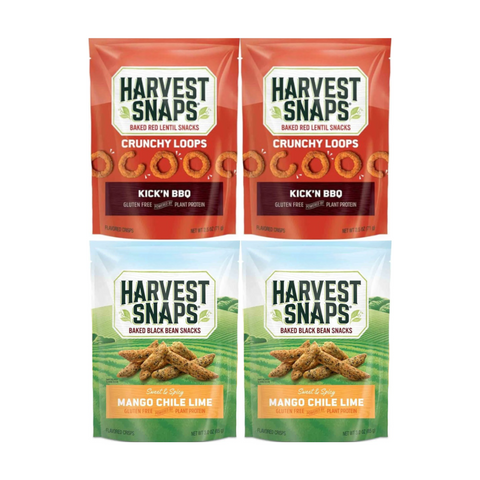 Variety Pack Snaps Veggie Chips, 4 Bags Total, Includes 2 Kick'n BBQ and 2 Mango Chile Lime Flavors, Gluten-Free, Plant-Based Snack, Healthy Crunchy Chips, Perfect for On-the-Go Snacking