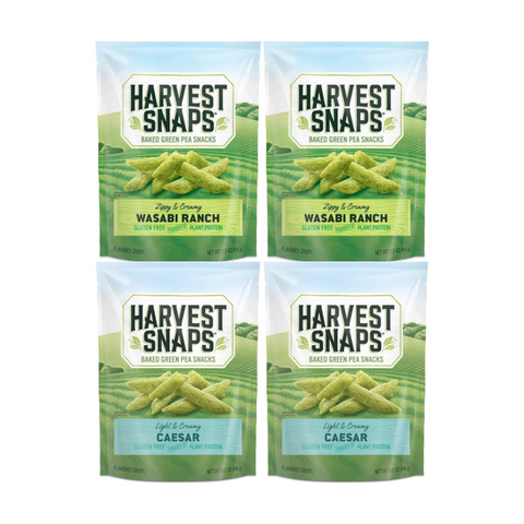 Variety Pack Snaps Veggie Chips, Includes 2 Wasabi Ranch and 2 Caesar, Gluten-Free, Plant-Based Protein Snacks, Perfect for On-the-Go, 4 Pack