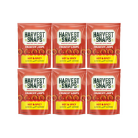 Snaps Veggie Chips Crunchy Loops Hot and Spicy, Plant-Based Snack, Gluten-Free, High-Protein, 6-Pack for Healthy Snacking
