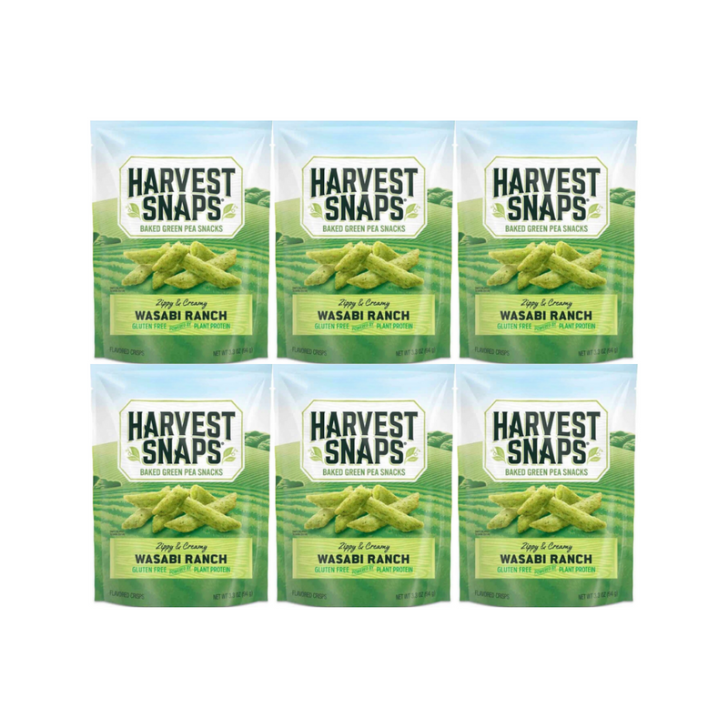 Snaps Veggie Chips, Wasabi Ranch Flavor, Baked Snack Crisps, Gluten-Free and Plant-Based, 6-Pack, Perfect for On-the-Go Snacking