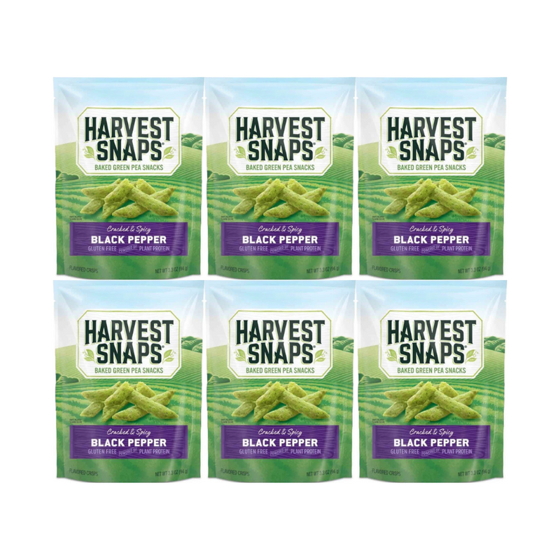 Snaps Veggie Chips Black Pepper 6-Pack - Crunchy & Delicious Plant-Based Snack, Gluten-Free & Protein-Rich, Perfect for Healthy Snacking Anytime, Great for Lunches, Work, or On-the-Go