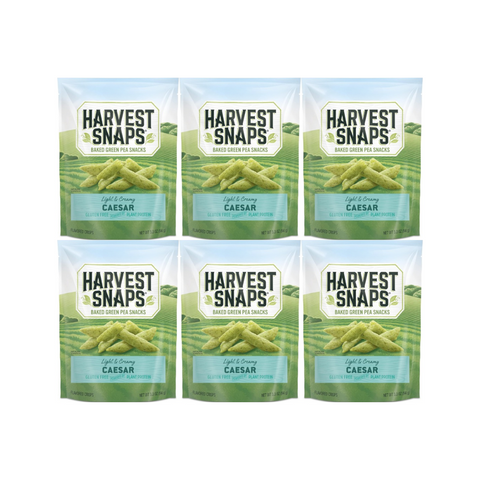 Snaps Veggie Chips Caesar Flavor, Healthy Baked Snack, Gluten-Free, Plant-Based Protein, 6-Pack for On-The-Go Snacking, Perfect for Lunchboxes, Office, and Travel