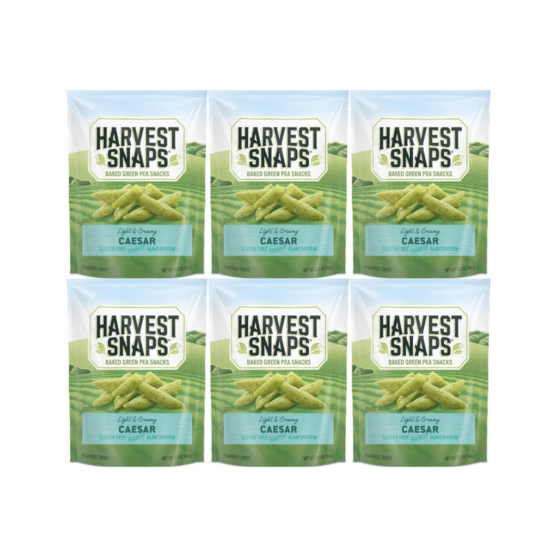 Snaps Veggie Chips Caesar Flavor, Healthy Baked Snack, Gluten-Free, Plant-Based Protein, 6-Pack for On-The-Go Snacking, Perfect for Lunchboxes, Office, and Travel