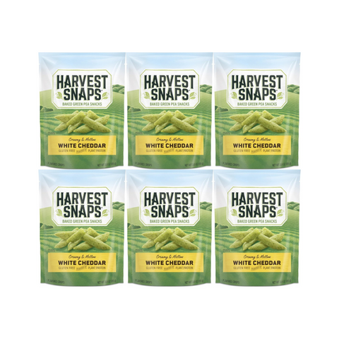 Harvest Snaps Veggie Chips, White Cheddar, 6-Pack, Crunchy & Delicious Snack, Gluten-Free, High in Fiber & Protein, Healthy Snack Alternative