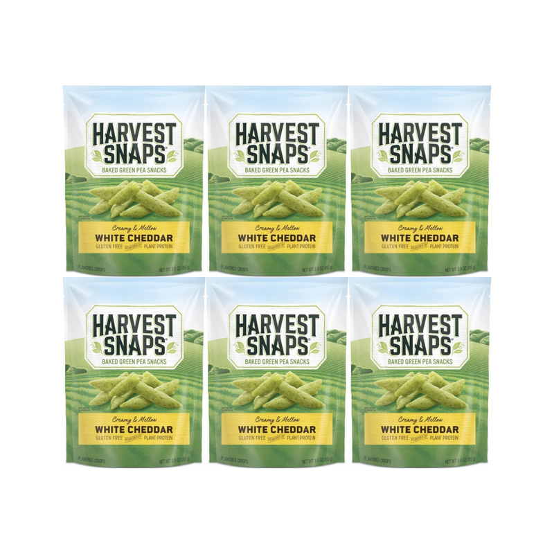 Harvest Snaps Veggie Chips, White Cheddar, 6-Pack, Crunchy & Delicious Snack, Gluten-Free, High in Fiber & Protein, Healthy Snack Alternative