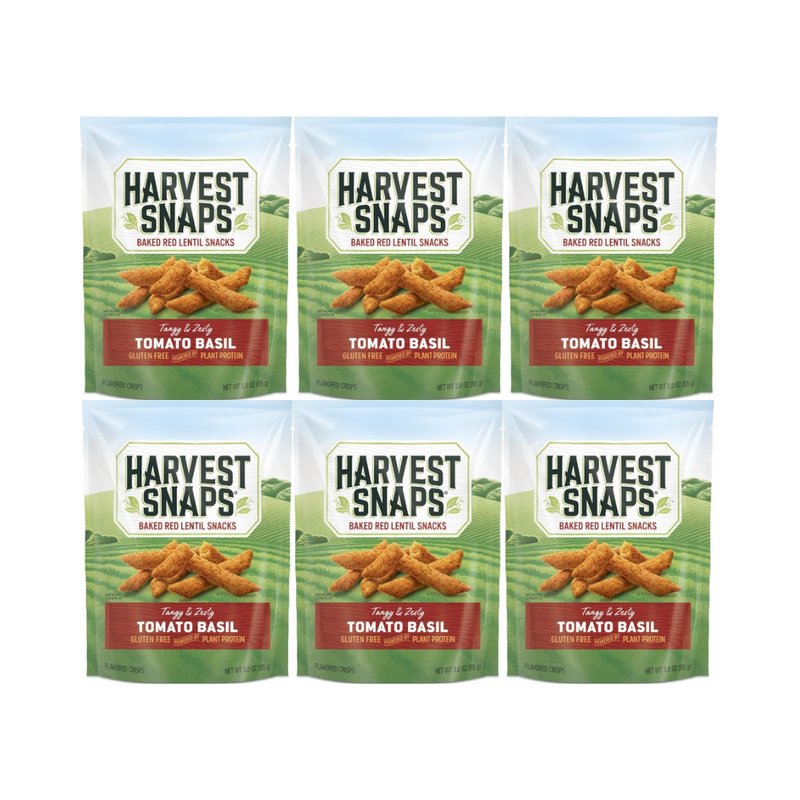 Snaps Veggie Chips, Tomato Basil, 6-Pack - Healthy Snack, Crunchy, Gluten-Free, Plant-Based, High in Fiber, Non-GMO, Vegan-Friendly, Perfect for On-the-Go