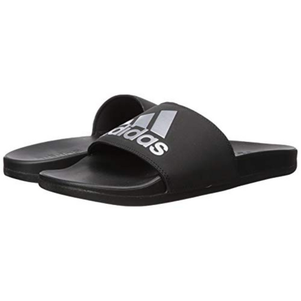 adidas Women's Adilette Comfort Slides Sandal, Core Black/Silver Metallic/Core Black, 9