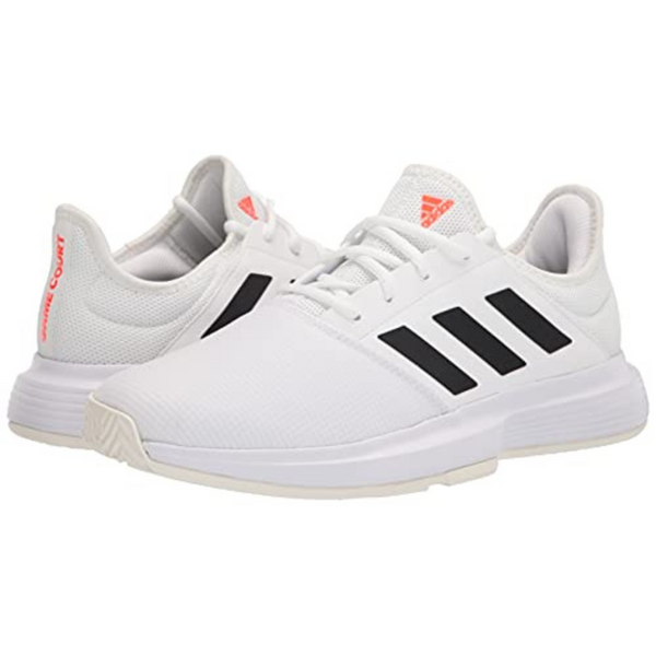 adidas Women's Gamecourt Tennis Shoe, White/Black/Solar Red, 10