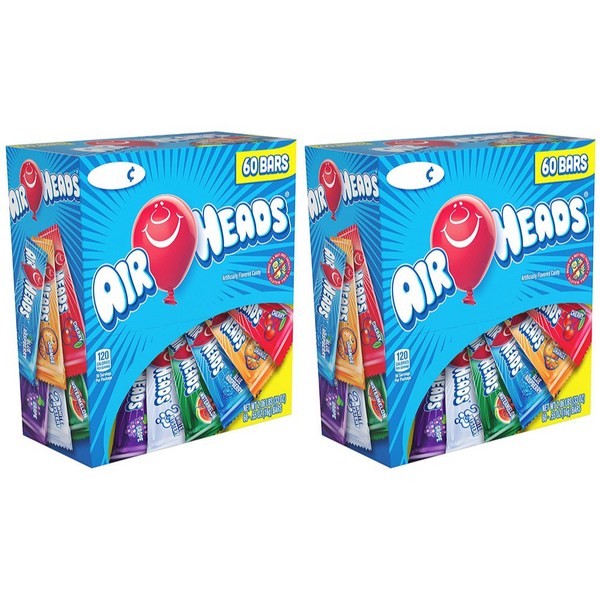 Airheads Bars, Chewy Fruit Candy, Variety Pack, 60 Count (2 Pack)