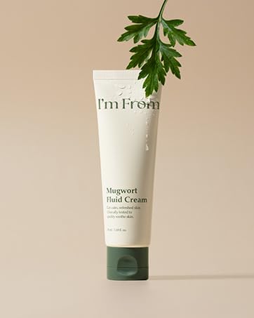 I’M From Mugwort Fluid Cream, Lightweight Calming Moisturizer, Hydrating & Skin Balancing, Sensitive Skin, Vegan Korean Skin Care 1.69fl.oz - Personal Care