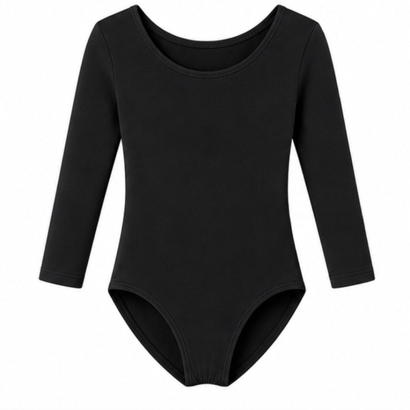Moret Kids Girls' Ballet and Dance 3-Pack 3/4 Sleeve Leotard - Classic Cotton Stretch Studio Practice Outfit for Gymnastics Recitals Winter and Performance, Black, Large
