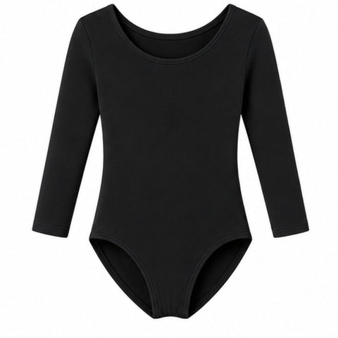 Moret Kids Girls' Ballet and Dance 3-Pack 3/4 Sleeve Leotard - Classic Cotton Stretch Studio Practice Outfit for Gymnastics Recitals Winter and Performance, Black, Small