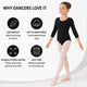 Moret Kids Girls' Ballet and Dance 2-Pack 3/4 Sleeve Leotard - Combination Pack (Black & Pink) - Classic Cotton Stretch Studio Practice Outfit for Gymnastics Recitals Winter and Performance, Black, X-Small