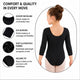 Moret Kids Girls' Ballet and Dance 3/4 Sleeve Leotard - Classic Cotton Stretch Studio Practice Outfit for Gymnastics Recitals Winter and Performance, Black, Small