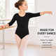 Moret Kids Girls' Ballet and Dance 3-Pack 3/4 Sleeve Leotard - Classic Cotton Stretch Studio Practice Outfit for Gymnastics Recitals Winter and Performance, Black, Large