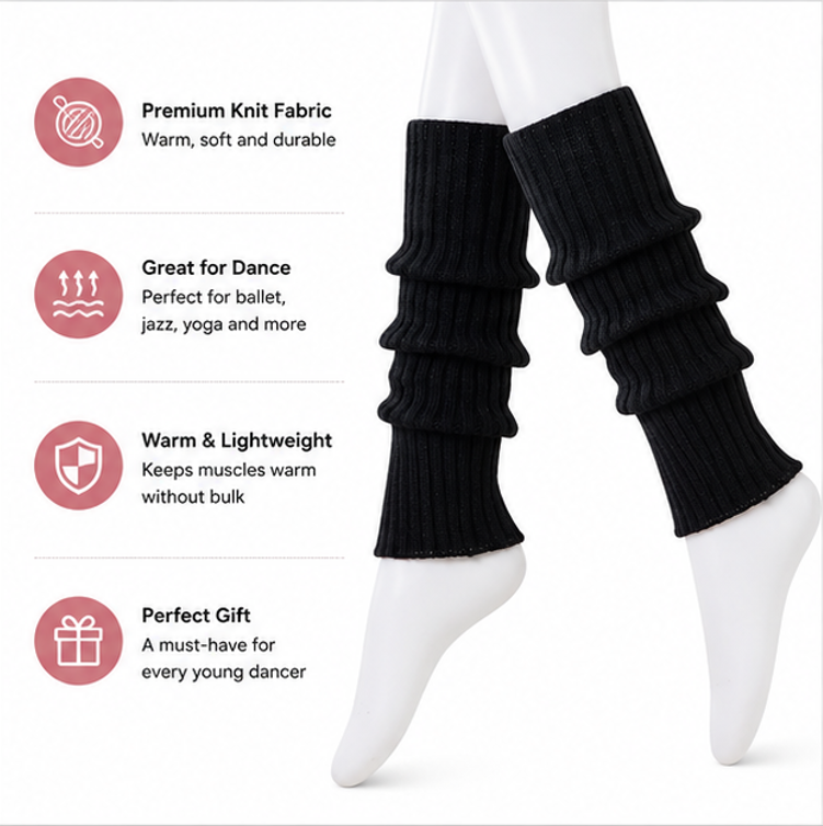 Moret Kids Girls' Ballet and Dance Silver Lurex Legwarmers - Sparkling Glitter 80s Costume Accessories for Gymnastics Warm Up and Active Play, Black, One Size