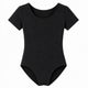 Moret Kids Girls' Ballet and Dance Short Sleeve Leotard - Classic Cotton Stretch Studio Practice Outfit for Gymnastics Recitals and Performance, Black, X-Small