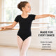 Moret Kids Girls' Ballet and Dance Short Sleeve Leotard - Classic Cotton Stretch Studio Practice Outfit for Gymnastics Recitals and Performance, Black, X-Small