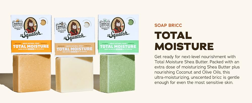 Dr. Squatch Total Moisture Natural Men’s Bar Soap, Soap Bar (5oz) - Personal Care