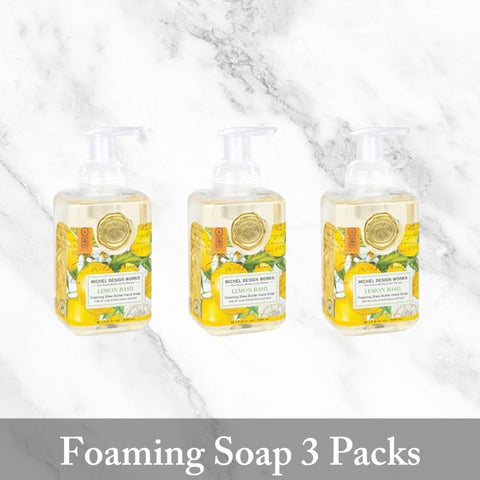 Michel Design Works Mini Foaming Soap 3-Pack Set (Lavender Rosemary, Lemon Basil, Honey Almond) - Personal Care