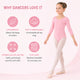 Moret Kids Girls' Ballet and Dance 3-Pack 3/4 Sleeve Leotard - Classic Cotton Stretch Studio Practice Outfit for Gymnastics Recitals Winter and Performance, Pink, Large