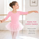 Moret Kids Girls' Ballet and Dance 3-Pack 3/4 Sleeve Leotard - Classic Cotton Stretch Studio Practice Outfit for Gymnastics Recitals Winter and Performance, Pink, Large