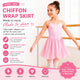Moret Kids Girls' Ballet and Dance 2-Pack Chiffon Wrap Skirt - Lightweight Pull-On Practice Recital Tutu Skirt Activewear for Toddler and Little Kids, Pink, X-Small