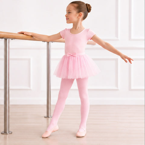 Moret Kids Girls' Ballet and Dance 3-Pack Single Pack Footed Tights - Ultra Soft Stretchy Opaque Nylon Spandex Tights for Gymnastics Recital and Studio, Pink, Small