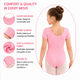Moret Kids Girls' Ballet and Dance Short Sleeve Leotard - Classic Cotton Stretch Studio Practice Outfit for Gymnastics Recitals and Performance, Pink, X-Small