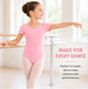 Moret Kids Girls' Ballet and Dance Short Sleeve Leotard - Classic Cotton Stretch Studio Practice Outfit for Gymnastics Recitals and Performance, Pink, X-Small