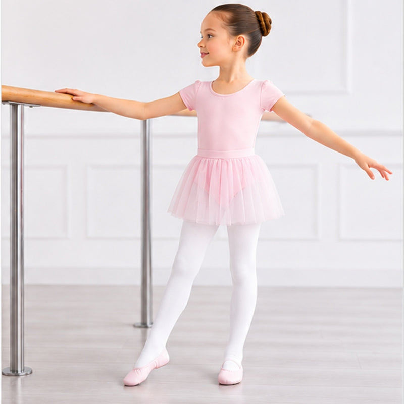 Moret Kids Girls' Ballet and Dance 3-Pack Single Pack Footed Tights - Ultra Soft Stretchy Opaque Nylon Spandex Tights for Gymnastics Recital and Studio, White, Large