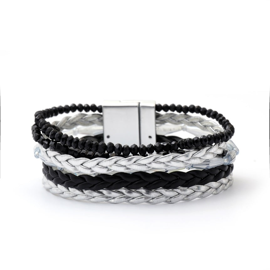 Braided and Beaded Wide Magnetic Bracelet