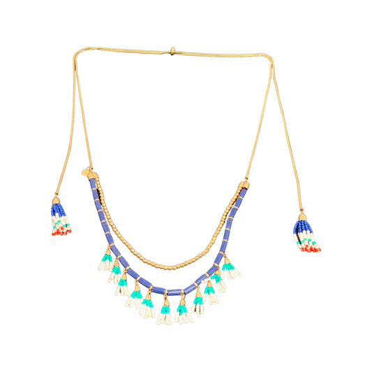 Rebecca Minkoff Beaded 2 Row Pull Tie Necklace